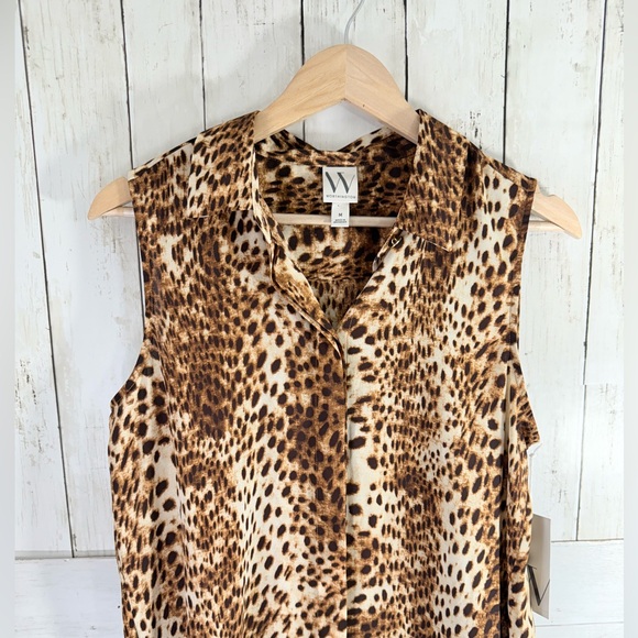 New leopard print sleeveless tank top Worthington flowy loose fit Blouse Sz M - Picture 5 of 11